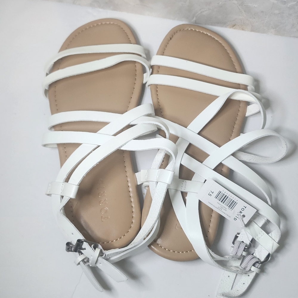 Torrid White Double Strap Wide Sandals